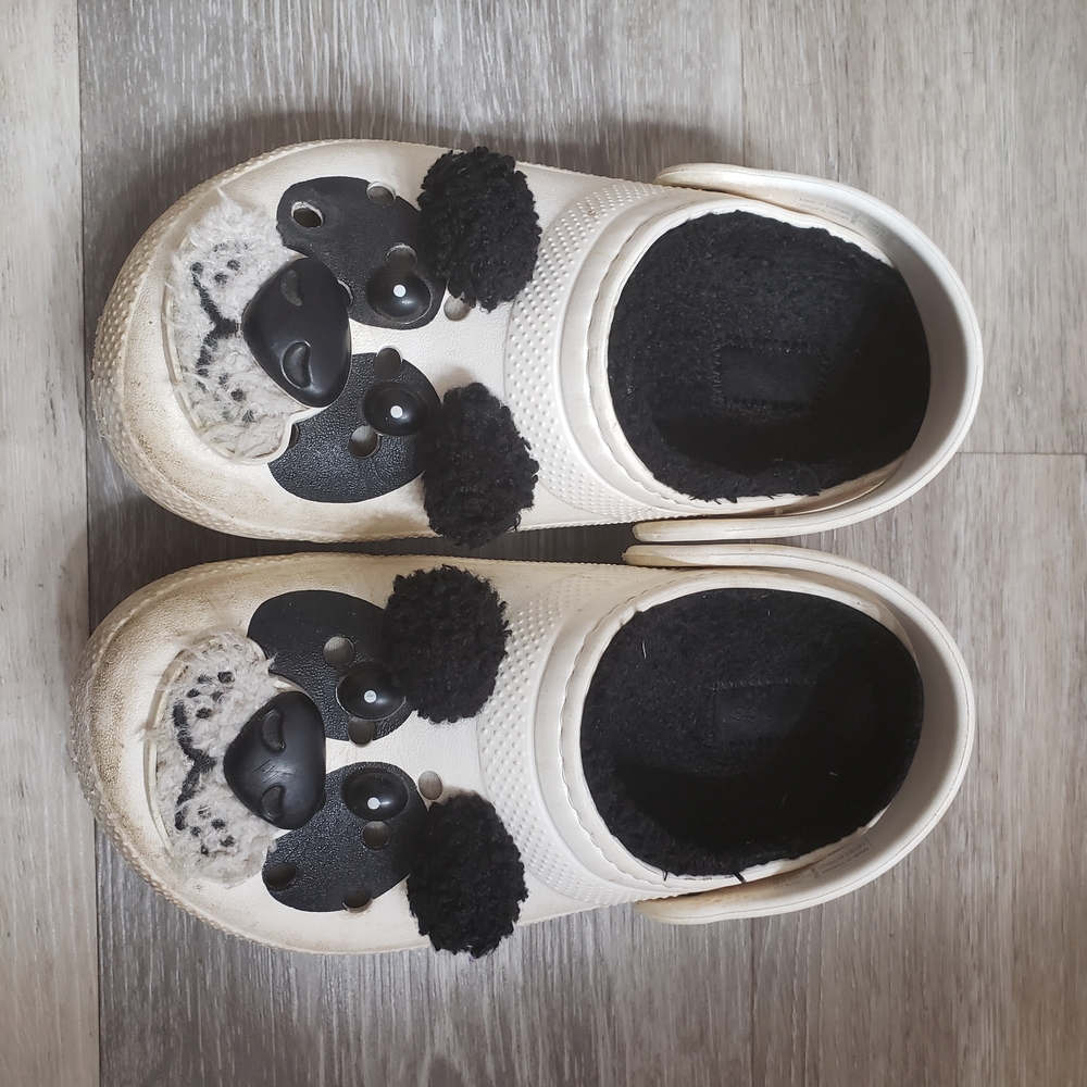 CROCS Kids Panda Slippers - Black and White
